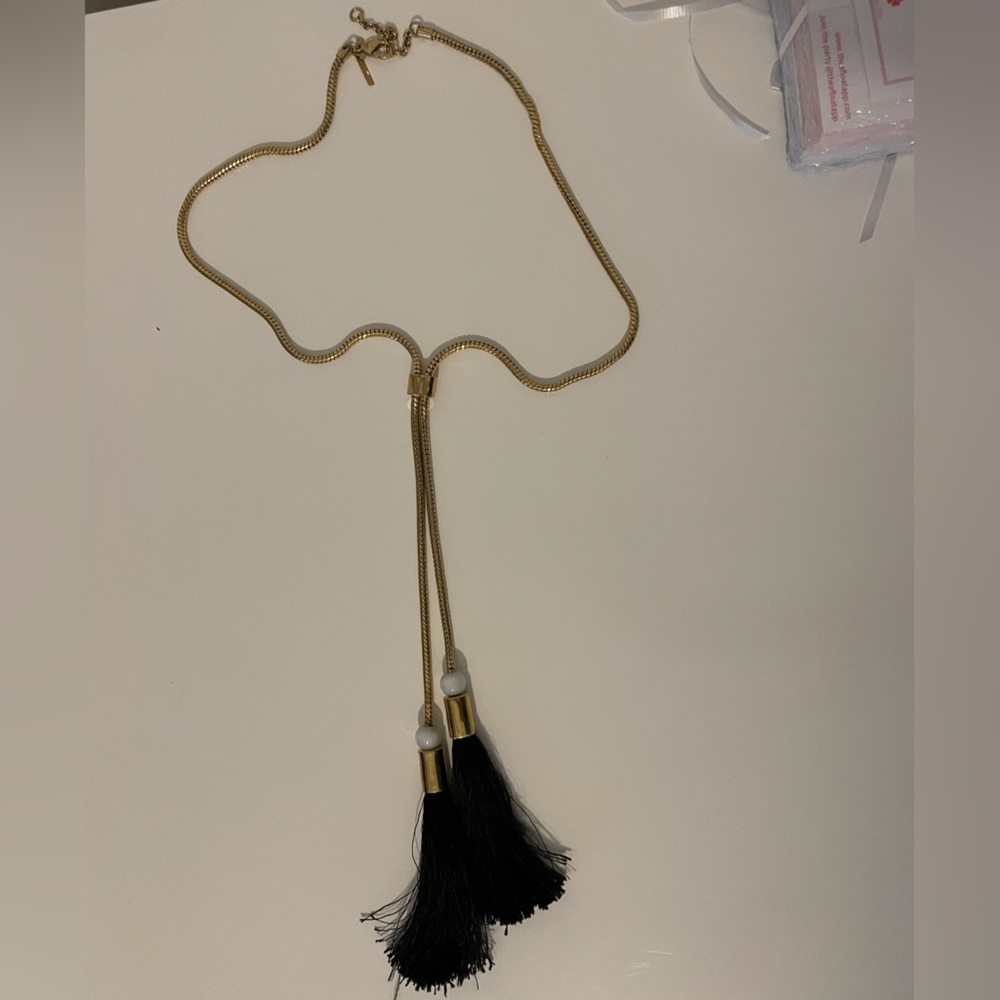 Black and gold tassel necklace